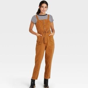 ✨️💲⬇️Billabong M Olive button-up tie waist overalls Romper Jumpsuit